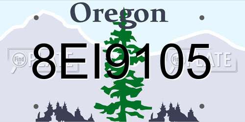 8EI9105 Oregon License Plate