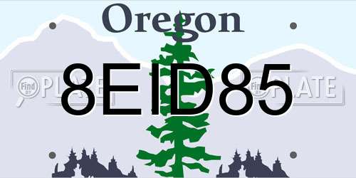 8EID85 Oregon License Plate