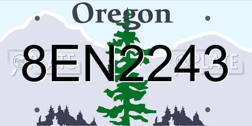 8EN2243 Oregon License Plate