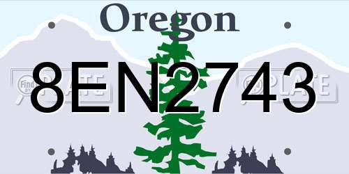 8EN2743 Oregon License Plate