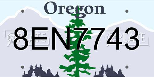 8EN7743 Oregon License Plate