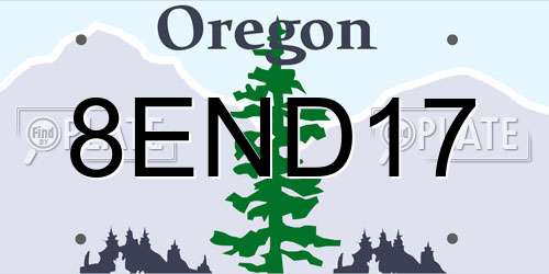 8END17 Oregon License Plate