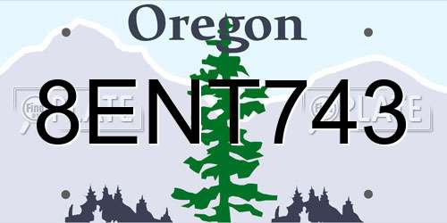 8ENT743 Oregon License Plate