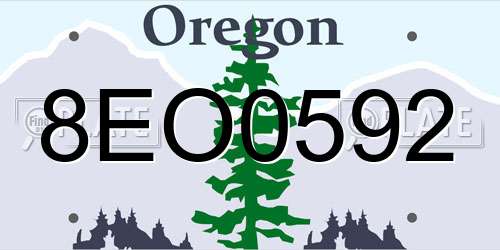 8EO0592 Oregon License Plate
