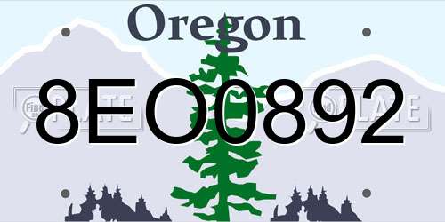 8EO0892 Oregon License Plate