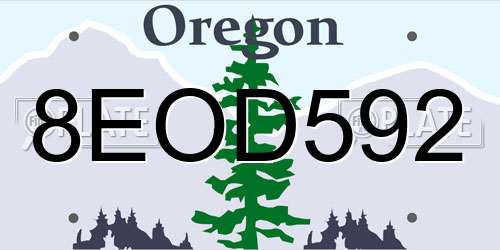 8EOD592 Oregon License Plate