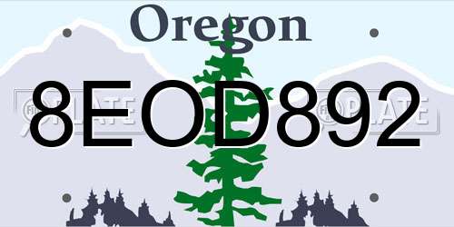 8EOD892 Oregon License Plate