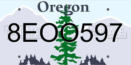 8EOO597 Oregon License Plate