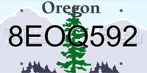 8EOQ592 Oregon License Plate