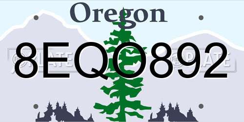 8EQO892 Oregon License Plate