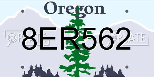 8ER562 Oregon License Plate