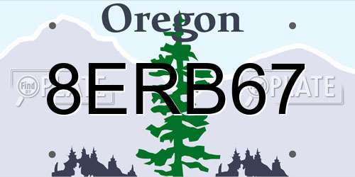 8ERB67 Oregon License Plate