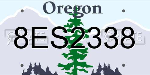 8ES2338 Oregon License Plate