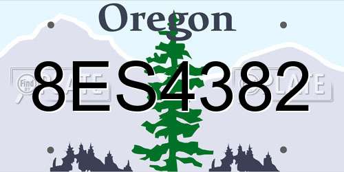 8ES4382 Oregon License Plate