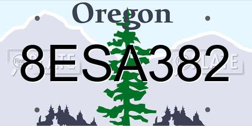8ESA382 Oregon License Plate