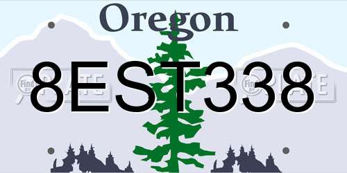 8EST338 Oregon License Plate