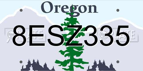 8ESZ335 Oregon License Plate