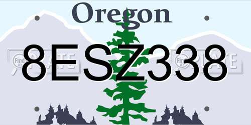 8ESZ338 Oregon License Plate