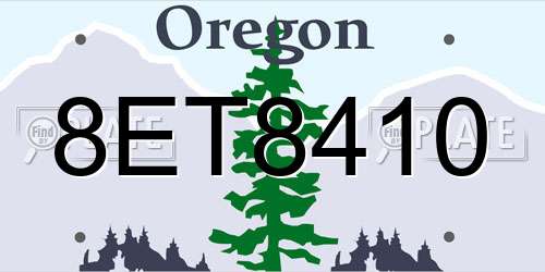 8ET8410 Oregon License Plate
