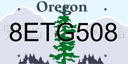 8ETG508 Oregon License Plate
