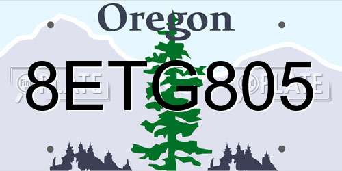 8ETG805 Oregon License Plate