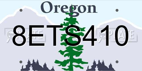 8ETS410 Oregon License Plate