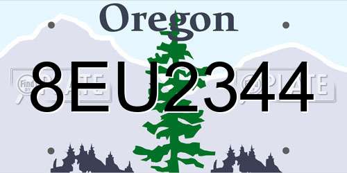 8EU2344 Oregon License Plate