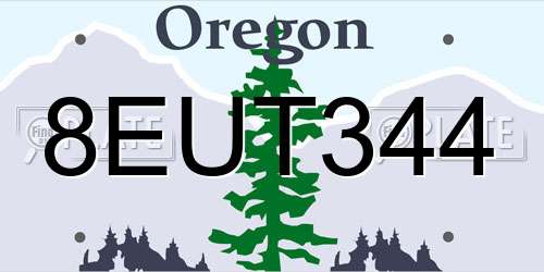 8EUT344 Oregon License Plate