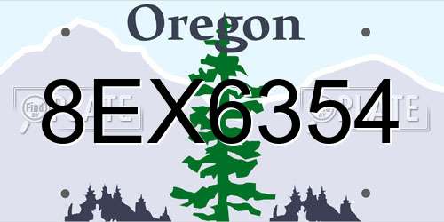 8EX6354 Oregon License Plate