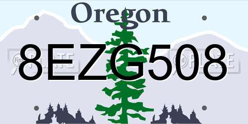 8EZG508 Oregon License Plate