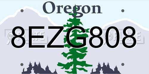 8EZG808 Oregon License Plate