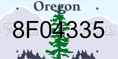 8F04335 Oregon License Plate