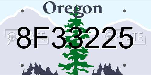 8F33225 Oregon License Plate
