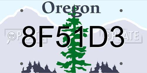 8F51D3 Oregon License Plate
