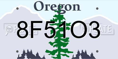 8F51O3 Oregon License Plate
