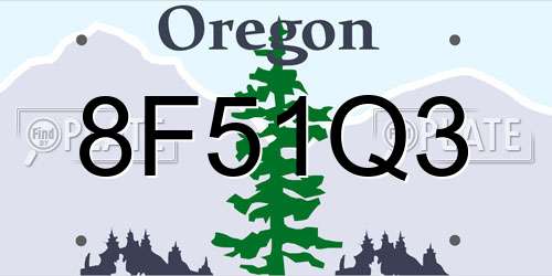 8F51Q3 Oregon License Plate