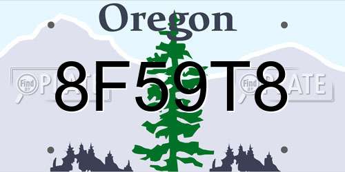 8F59T8 Oregon License Plate