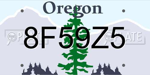 8F59Z5 Oregon License Plate