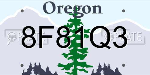 8F81Q3 Oregon License Plate
