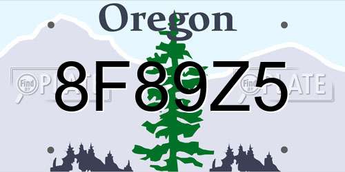 8F89Z5 Oregon License Plate
