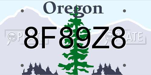 8F89Z8 Oregon License Plate