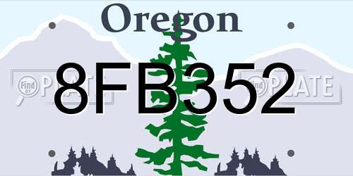 8FB352 Oregon License Plate