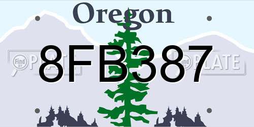 8FB387 Oregon License Plate