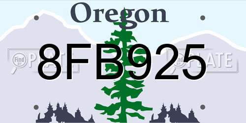 8FB925 Oregon License Plate