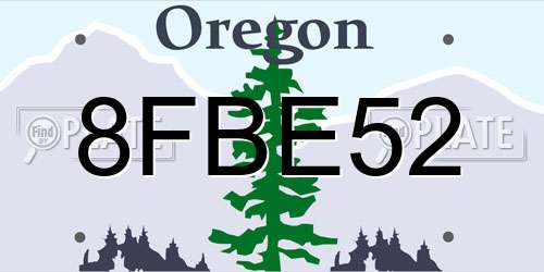 8FBE52 Oregon License Plate