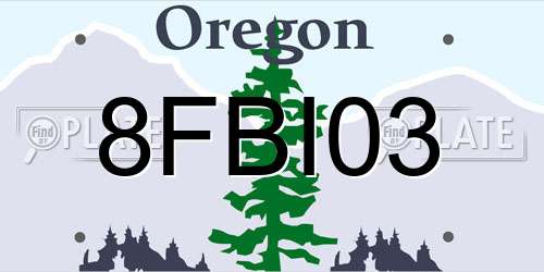 8FBI03 Oregon License Plate