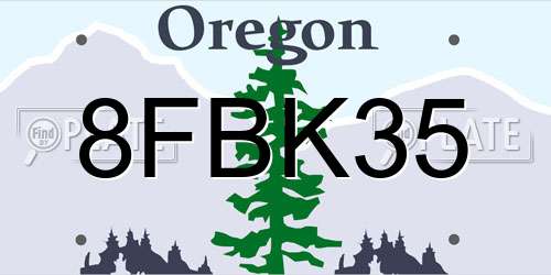 8FBK35 Oregon License Plate