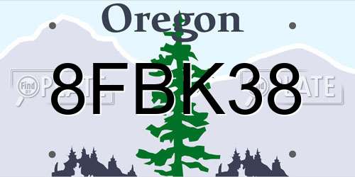 8FBK38 Oregon License Plate