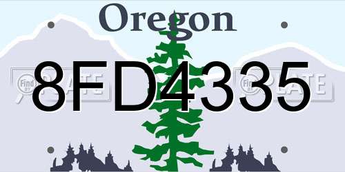 8FD4335 Oregon License Plate