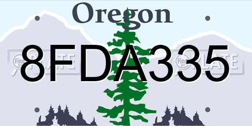 8FDA335 Oregon License Plate